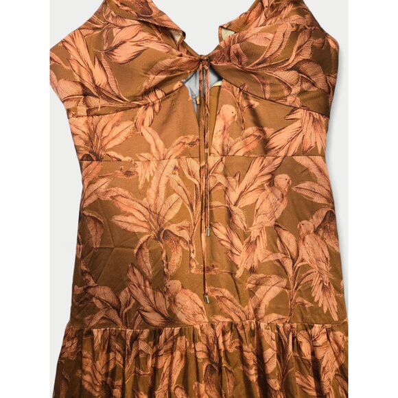 Significant Other Soller Pleated Cutout Botanical Print Ruffle V Neck Maxi Dress - Picture 4 of 13